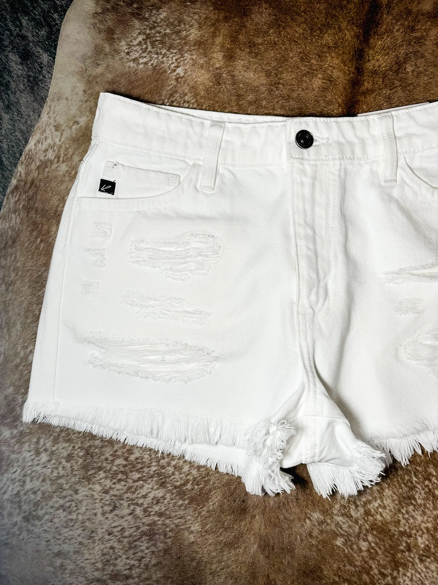 White Distressed Denim Shorts