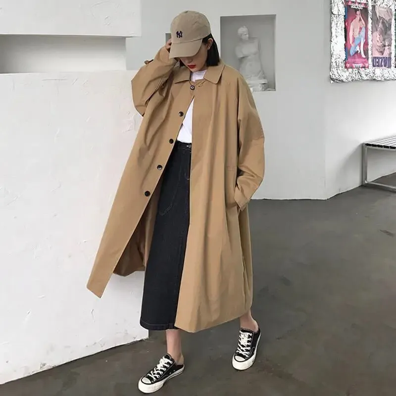 Women's Oversized Korean Style Trench Coat | Ideal for Autumn/Winter