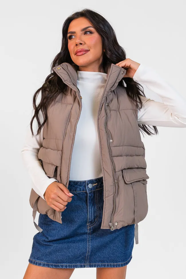 Won Me Over Mushroom Oversized Puffer Vest