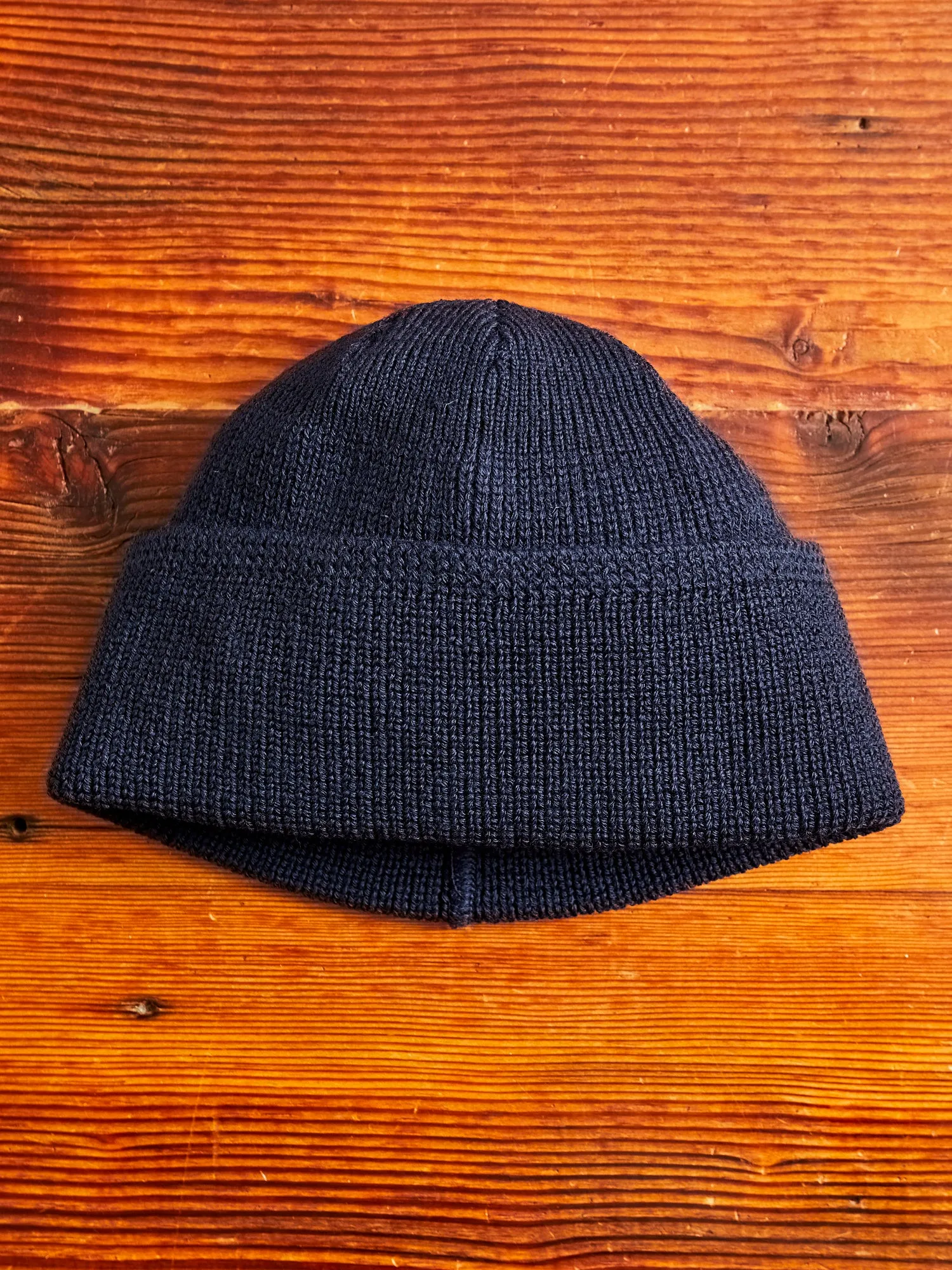 Wool Knit Watch Cap in Dark Navy